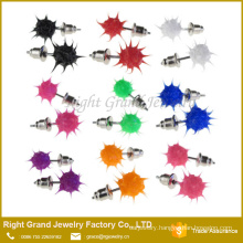 Plain Silicone Rubber Spike Ball Punk Rock Party Stud Earrings